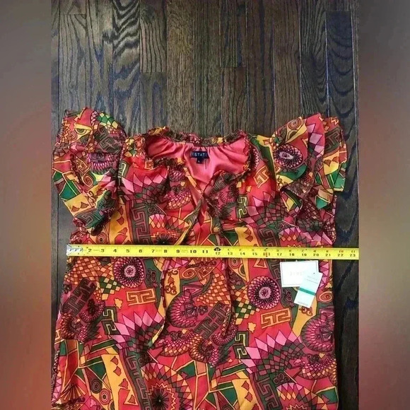 1.State Women’s L Tie Neck Short Flutter Sleeve Blouse in Raspberry Rose - NWT!! - Picture 11 of 12